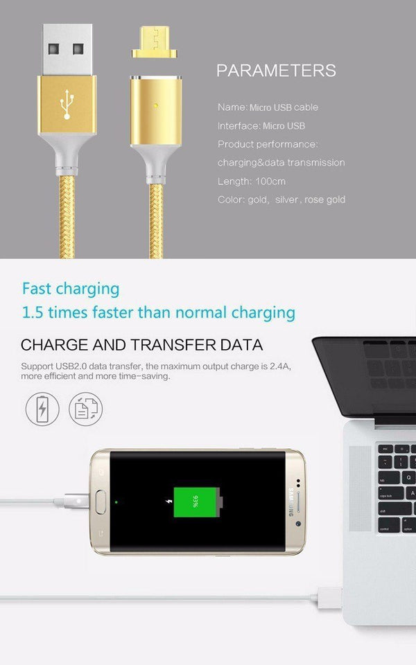 Technology - Micro Usb Magnetic Cable, Nylon Braided Fast Charge USB For Android